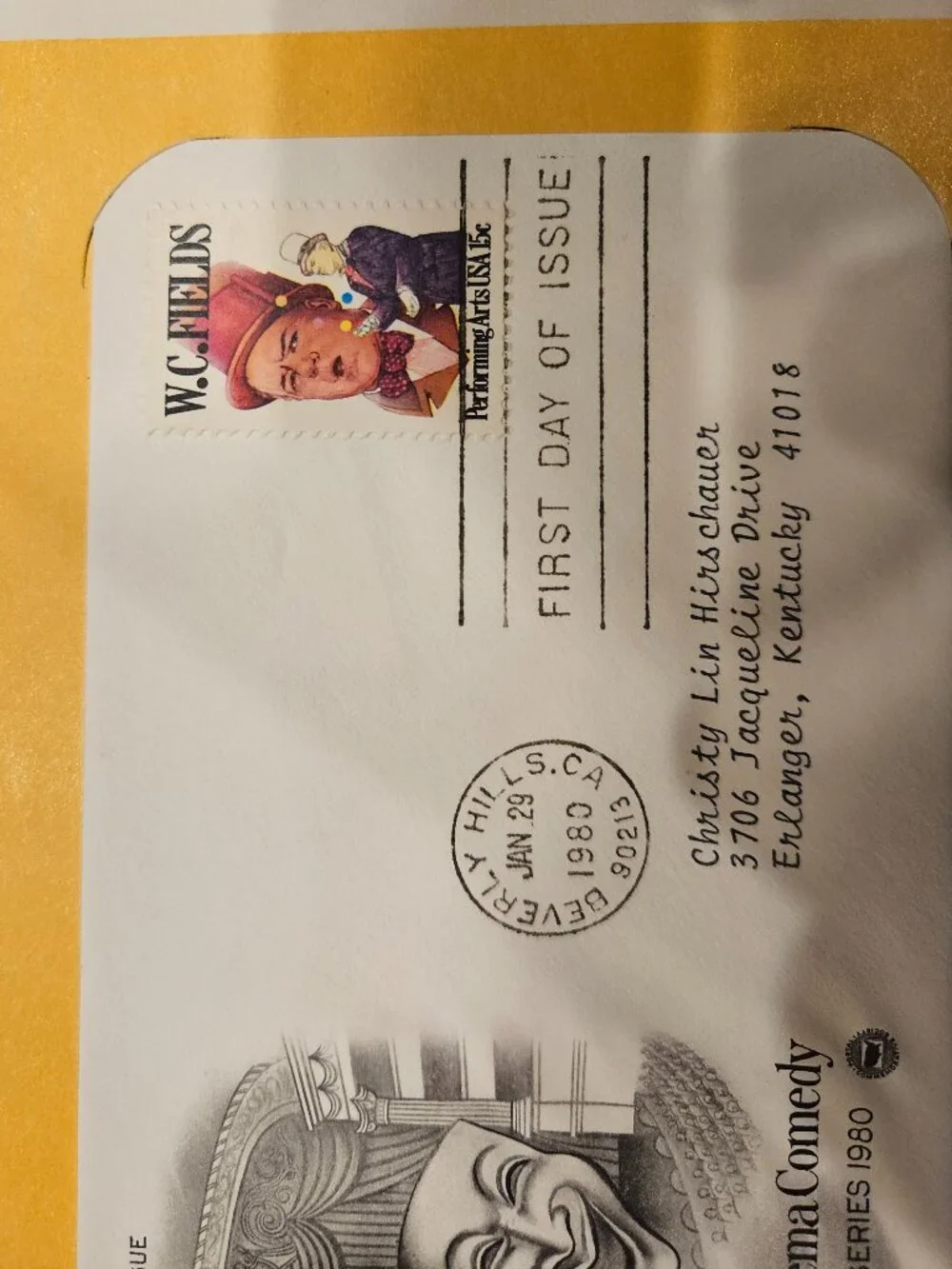 RARE COLLECTIBLE USPS 1ST DAY ISSUE COVER W C FIELDS GOLDEN AGE CINEMA STAMP FDC